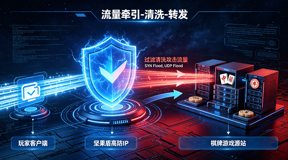 棋牌游戏高防部署架构图